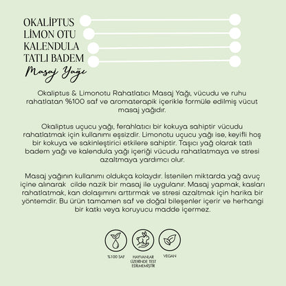 Okaliptus &amp; Limonotu Rahatlatıcı Masaj Yağı (100 ml)