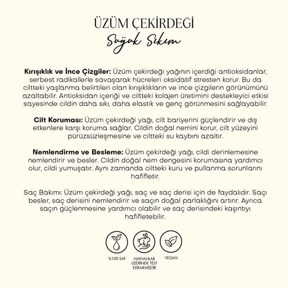 Üzüm Çekirdeği Yağı - Soğuk Sıkım (50 ml)